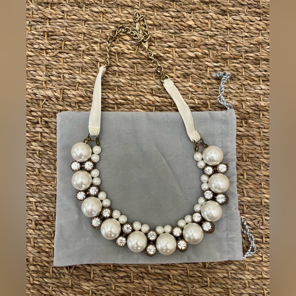 Pearl and Crystal Collar-Style Necklace